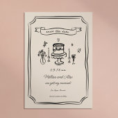 Whimsical Hand getrokken eigenzinnige bruiloft Save The Date