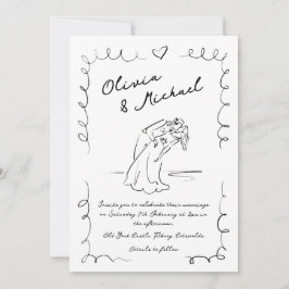 Whimsical Hand getrokken eigenzinnige bruiloft uit Kaart