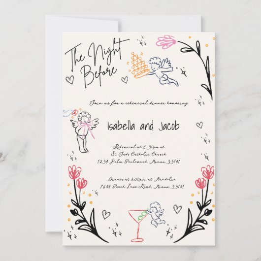 Whimsical Hand getrokken eigenzinnige Cupido repet Kaart (Voorkant)