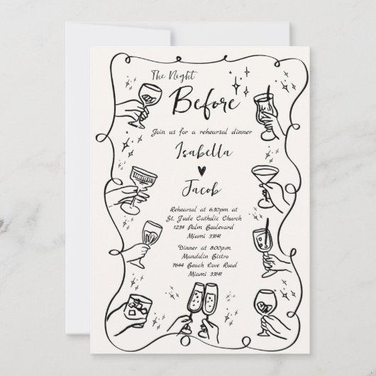 Whimsical Hand getrokken eigenzinnige golvende rep Kaart (Voorkant)