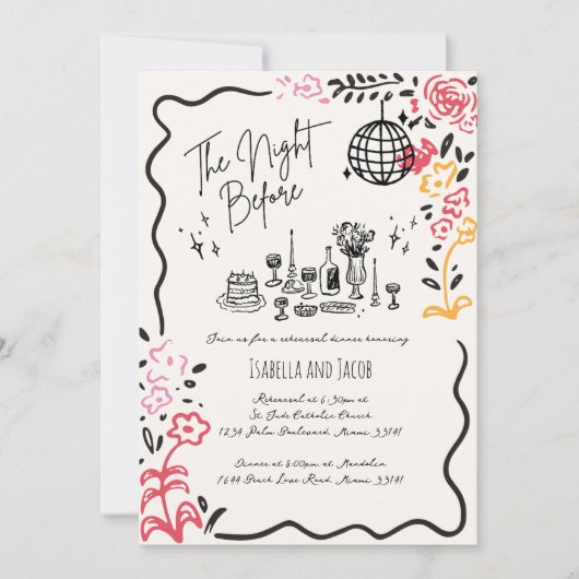 Whimsical Hand getrokken eigenzinnige golvende rep Kaart (Voorkant)