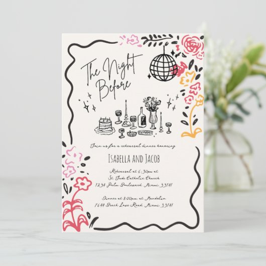 Whimsical Hand getrokken eigenzinnige golvende rep Kaart (Staand voorkant)