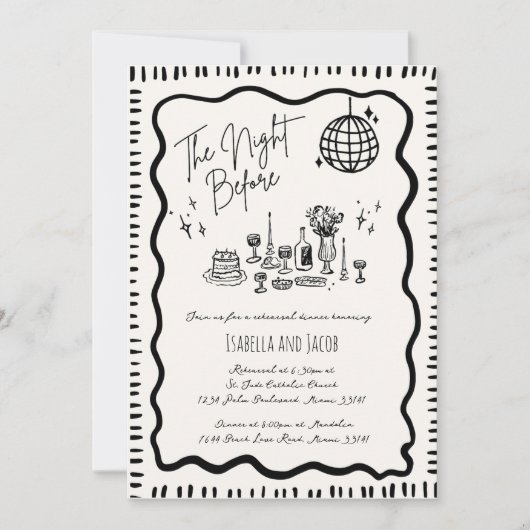 Whimsical Hand getrokken eigenzinnige golvende rep Kaart (Voorkant)