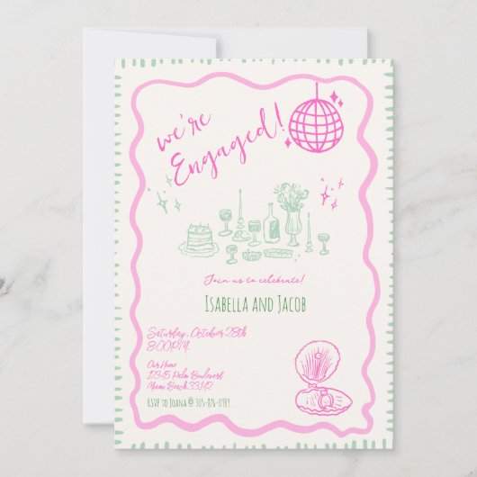 Whimsical Hand getrokken eigenzinnige golvende ver Kaart (Voorkant)