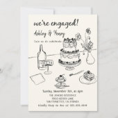 Whimsical Hand getrokken eigenzinnige verlovingsfe Kaart (Voorkant)