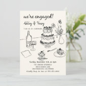 Whimsical Hand getrokken eigenzinnige verlovingsfe Kaart (Staand voorkant)