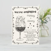 Whimsical Hand getrokken eigenzinnige verlovingsfe Kaart (Staand voorkant)