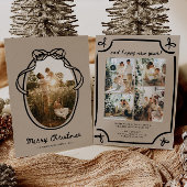 Whimsical Hand getrokken Familie Foto Kerstmis Feestdagenkaart