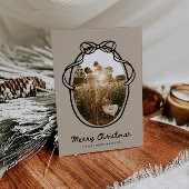 Whimsical Hand getrokken Familie Foto Kerstmis Feestdagenkaart