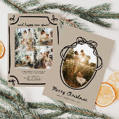 Whimsical Hand getrokken Familie Foto Kerstmis Feestdagenkaart