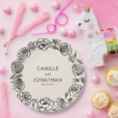 Whimsical Hand getrokken Floral bruiloft papier Papieren Bordje (Feest)