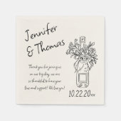 Whimsical Hand getrokken Floral Champagne bruiloft Servet (Voorkant)