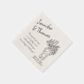 Whimsical Hand getrokken Floral Champagne bruiloft Servet (Hoek)