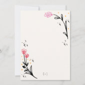 Whimsical Hand getrokken Floral krabbel golvende b Kaart (Achterkant)
