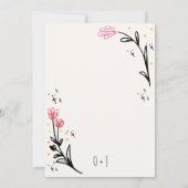 Whimsical Hand getrokken Floral krabbel golvende b Kaart (Achterkant)