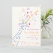 Whimsical Hand getrokken Floral Scribble Bridal Br Kaart (Staand voorkant)