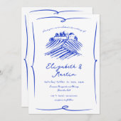 Whimsical Hand getrokken Franse Blauwe Wijnmakerij Kaart (Voorkant / Achterkant)