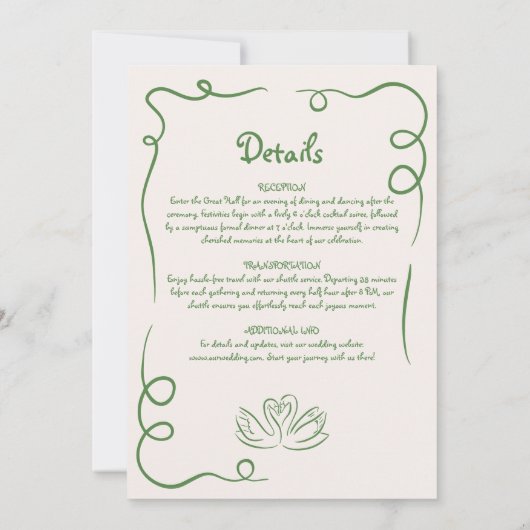 Whimsical Hand getrokken Franse groene details bru Kaart (Achterkant)