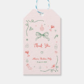 Whimsical Hand getrokken Franse Kerstmis Dank u Cadeaulabel (Voorkant)