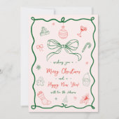 Whimsical Hand getrokken Franse vrolijke kerstfoto Kaart (Voorkant)