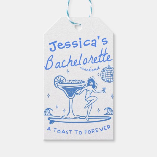 Whimsical Hand getrokken Funky Beach Bachelorette Cadeaulabel (Voorkant)