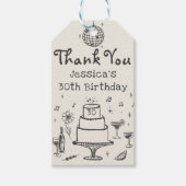 Whimsical Hand getrokken Funky Cocktail Verjaardag Cadeaulabel (Voorkant)