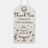 Whimsical Hand getrokken Funky Cocktail Verjaardag Cadeaulabel (Voorkant)