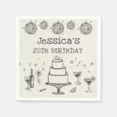 Whimsical Hand getrokken Funky Cocktail Verjaardag Servet (Voorkant)