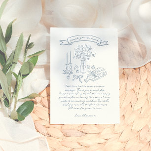 Whimsical Hand getrokken geïllustreerd Vrijgezelle Bedankkaart