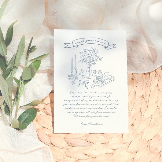 Whimsical Hand getrokken geïllustreerd Vrijgezelle Bedankkaart