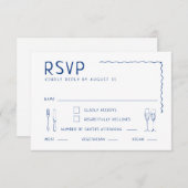 Whimsical Hand getrokken geïllustreerde bruiloft RSVP Kaartje (Voorkant / Achterkant)