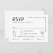 Whimsical Hand getrokken geïllustreerde bruiloft RSVP Kaartje (Voorkant / Achterkant)