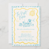 Whimsical Hand getrokken Gele Wavy Repetitie Diner Kaart (Voorkant)