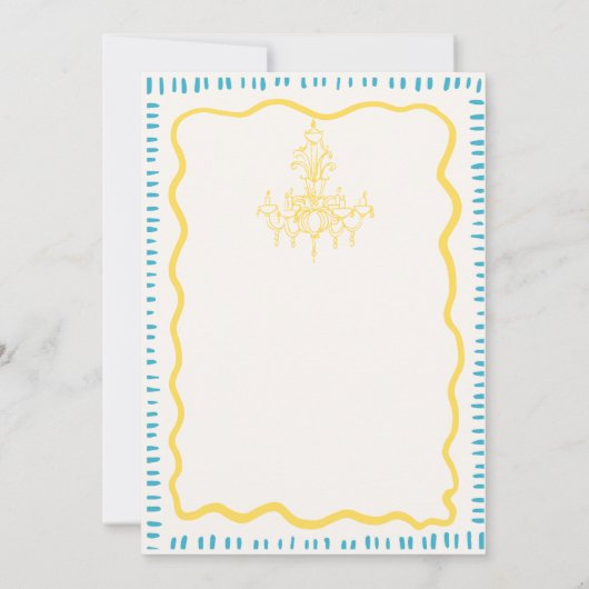 Whimsical Hand getrokken Gele Wavy Repetitie Diner Kaart (Achterkant)