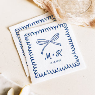 Whimsical Hand getrokken golvende grens boog serve Servet