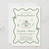 Whimsical Hand getrokken Green Cream bruiloft rece Kaart (Voorkant)