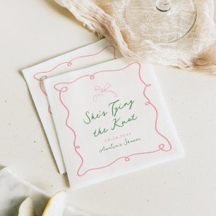 Whimsical Hand getrokken groen & roze douche Servet