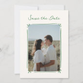 Whimsical Hand Getrokken Groen Sla de Datum op Kaart (Voorkant)