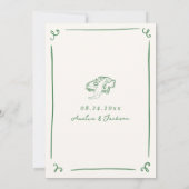 Whimsical Hand Getrokken Groen Sla de Datum op Kaart (Achterkant)