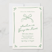 Whimsical Hand Getrokken Groen Tying the Knot Kaart (Voorkant)