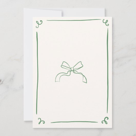 Whimsical Hand Getrokken Groen Tying the Knot Kaart (Achterkant)