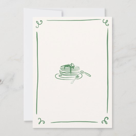 Whimsical Hand getrokken groene bruids brunch Kaart (Achterkant)