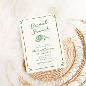 Whimsical Hand getrokken groene bruids brunch Kaart