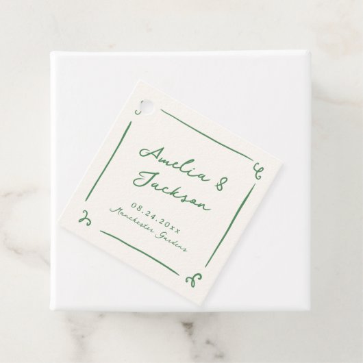 Whimsical Hand getrokken groene bruiloft Bedankjes Labels (In situ)