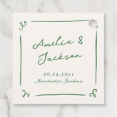 Whimsical Hand getrokken groene bruiloft Bedankjes Labels (Achterkant)