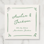 Whimsical Hand getrokken groene bruiloft Bedankjes Labels (Voorkant)
