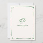 Whimsical Hand getrokken groene bruiloft details Kaart (Achterkant)