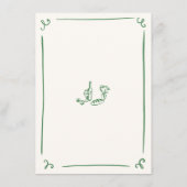 Whimsical Hand getrokken Groene Bruiloft Menu (Achterkant)