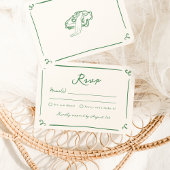 Whimsical Hand getrokken Groene Bruiloft RSVP Kaart