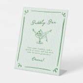 Whimsical Hand getrokken Groene Bubbly Bar Reclamebord Met Voetstuk (Voorkant)